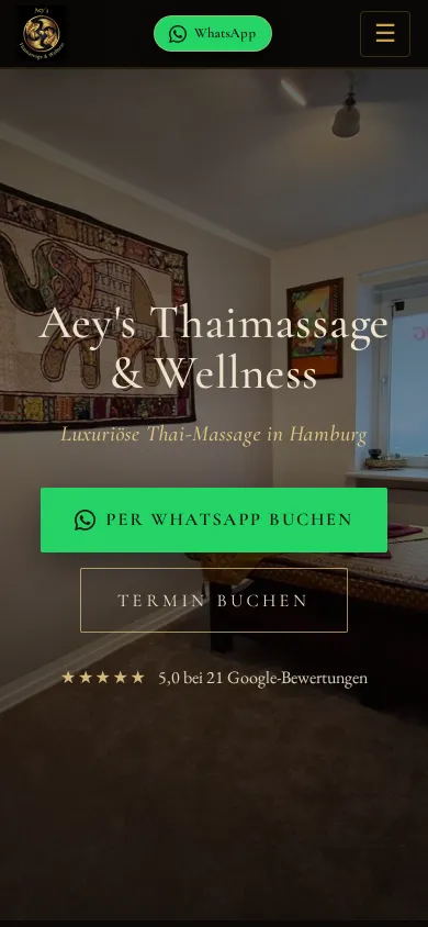 Homepage of Aey's Thaimassage & Wellness on Phone