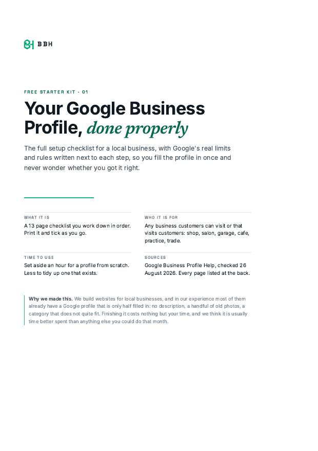 Cover of the Google Business Profile checklist