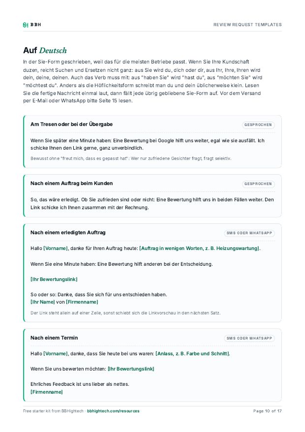 Another inside page of the Review request templates